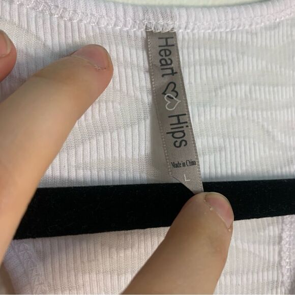 Hearts and Hips White Sheer Zebra Print Ribbed Tank Top Size Large - Picture 3 of 5